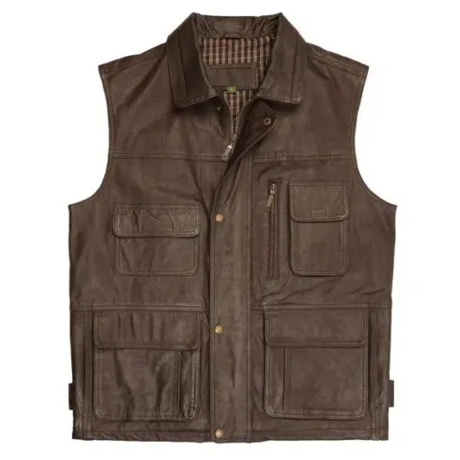 Elfen Brown Mens Leather Vest