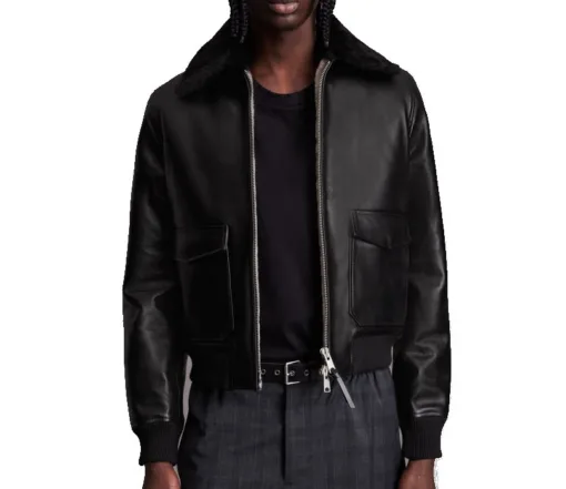 George Shearling Aviator Leather Jacket