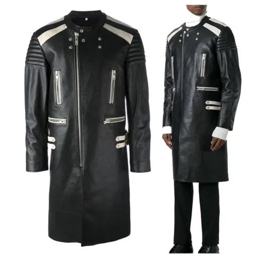Biker Style Long Length Coat - Image 2