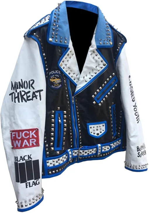 Wasted Youth Exploited Studded Brando Biker Leather Jacket - Image 3