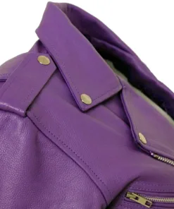 Women's Stylish Brando Purple Leather Biker Jacket