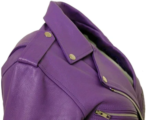 Women's Stylish Brando Purple Leather Biker Jacket
