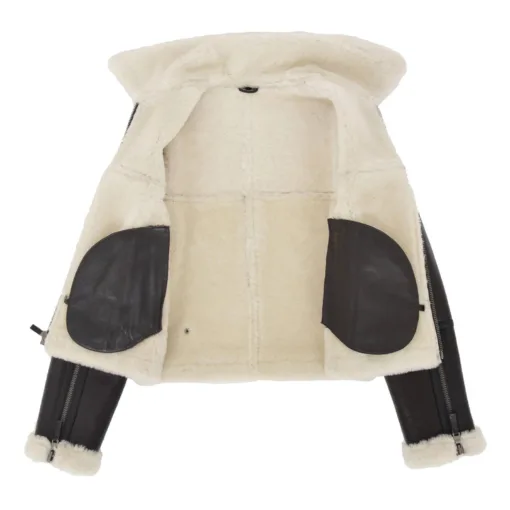 Womens Elsie Brown Sheepskin Aviator RAF Pilot Leather Jacket