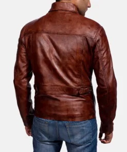 Abstract Maroon Leather Jacket