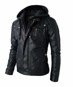 Bikers Leather Jacket with Hoodie