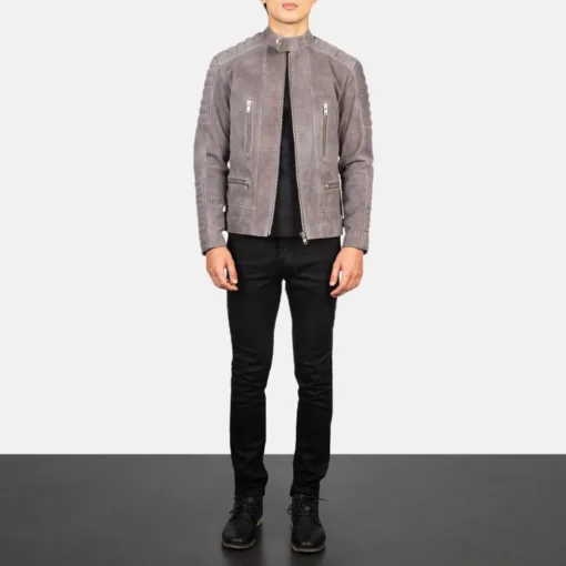Damian Grey Suede Biker Leather Jacket