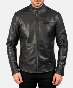Dean Black Leather Biker Jacket