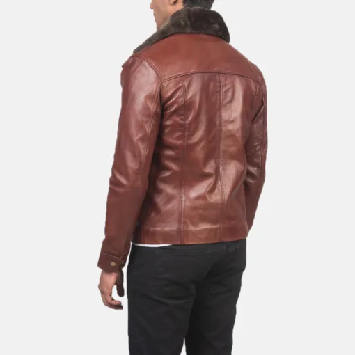 Evan Hart Fur Brown Leather Jacket - Image 4