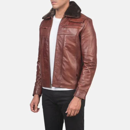 Evan Hart Fur Brown Leather Jacket - Image 3
