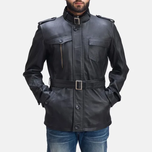 Hunter Black Leather Jacket - Image 2