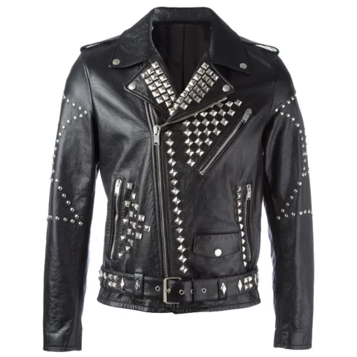 Men EMO Biker Studded Leather Jacket