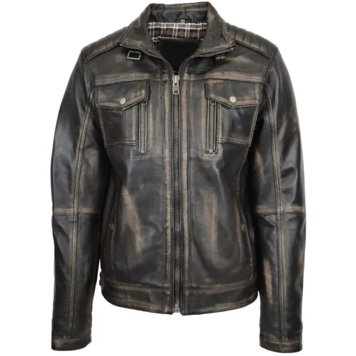 Mens Leather Urban Biker Jacket