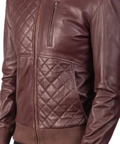 Moda Maroon Leather Bomber Jacket