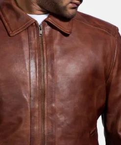 Cafe Racer Retro Slim Fit Brown Leather Jacket