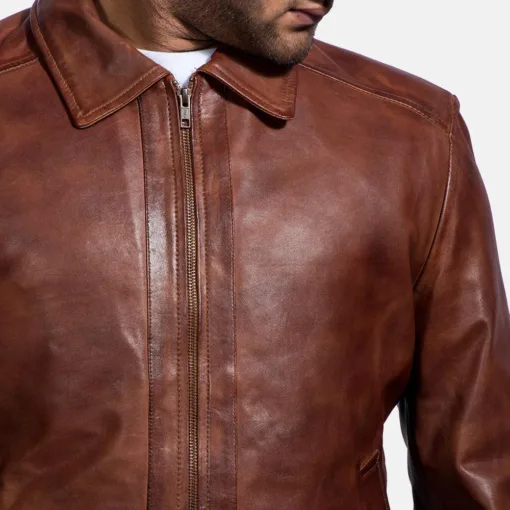 Cafe Racer Retro Slim Fit Brown Leather Jacket
