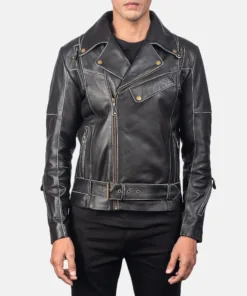 Vincent Black Leather Biker Jacket