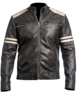 Vintage Leather Jacket with Straps