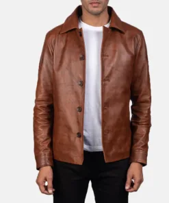 Waffle Brown Leather Jacket