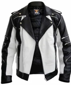 White and Black Pepsi Leather Jacket