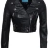 Women’s Chic Black Cropped Leather Biker Jacket