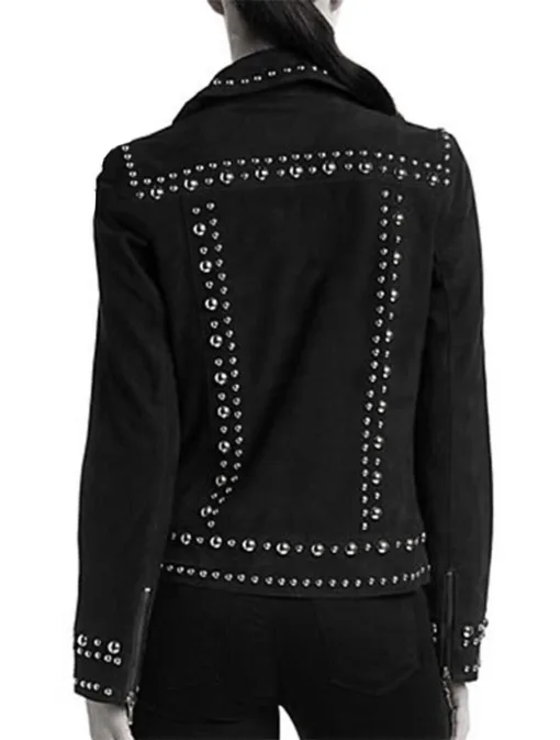Woman Classic Brando Studded Biker Leather Jacket