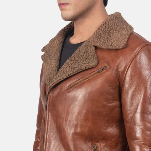 Alberto Shearling Brown Leather Jacket - Image 3