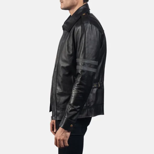 Armstrong Black Leather Biker Jacket - Image 3