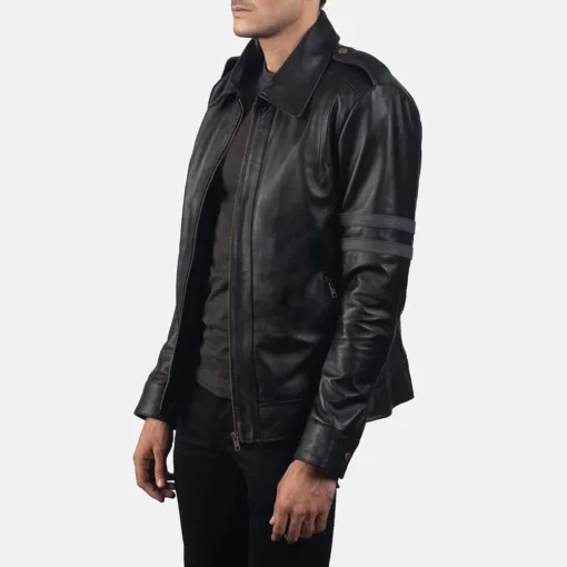 Armstrong Black Leather Biker Jacket - Image 4
