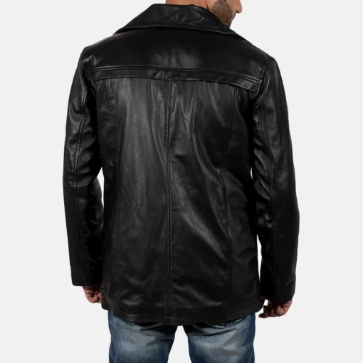 Brawnton Black Leather Coat - Image 4