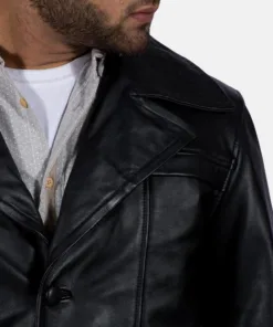 Brawnton Black Leather Coat
