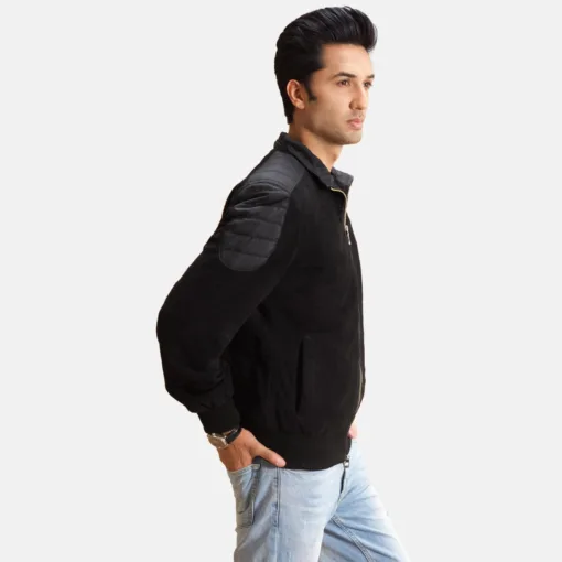 Ethan Hybrid Suede Leather Bomber Jacket - Image 3