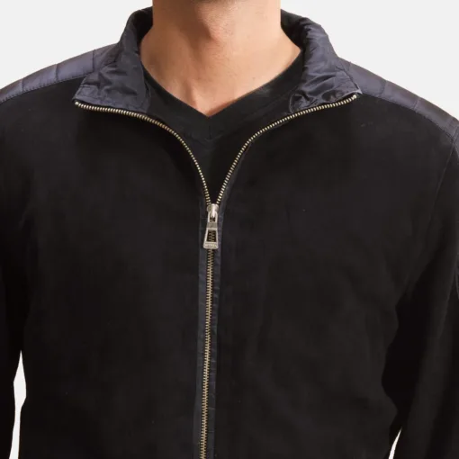 Ethan Hybrid Suede Leather Bomber Jacket - Image 5