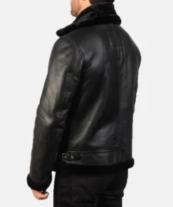 Francis B-3 Black Leather Bomber Jacket
