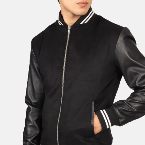 Harrison Black Hybrid Varsity Jacket - Image 2