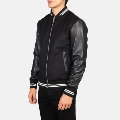 Harrison Black Hybrid Varsity Jacket - Image 3