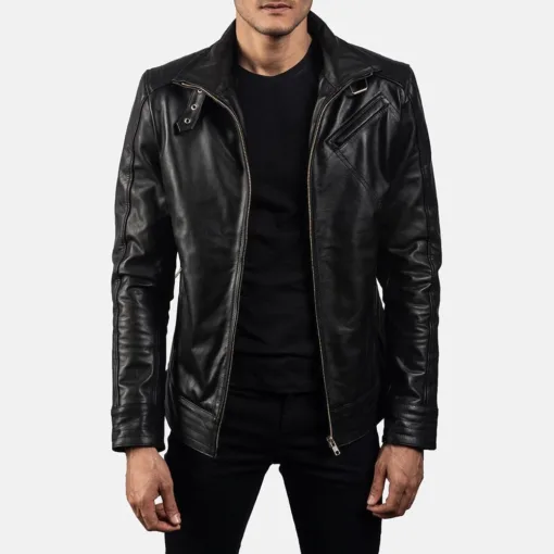Legacy Black Leather Biker Jacket - Image 2