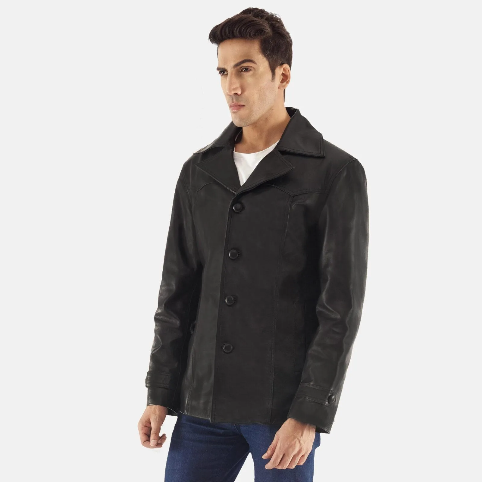 Leo Black Leather Coat - Image 3