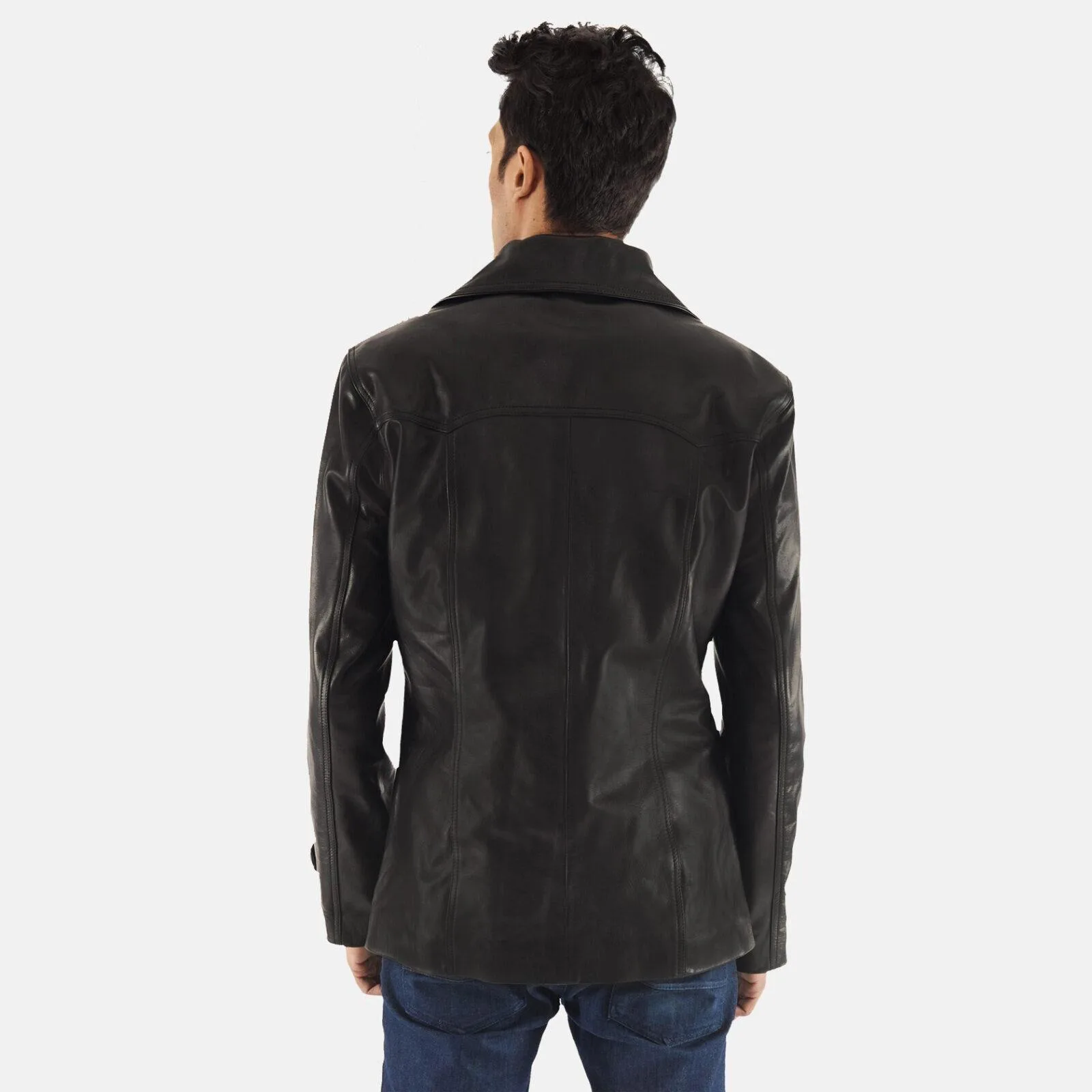 Leo Black Leather Coat - Image 4