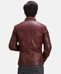 Burgunn Dee Maroon Leather Biker Jacket