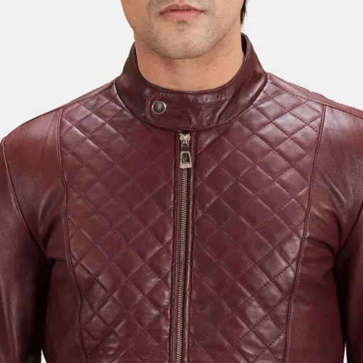 Burgunn Dee Maroon Leather Biker Jacket - Image 3