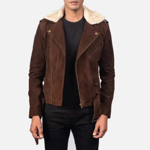 Furton Mocha Suede Biker Jacket - Image 2