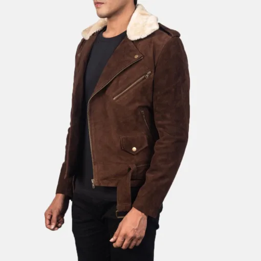 Furton Mocha Suede Biker Jacket - Image 3