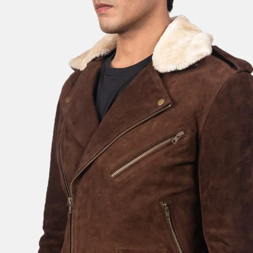 Furton Mocha Suede Biker Jacket - Image 4