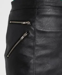 Women Leather Mini Black Skirt