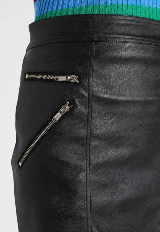 Women Leather Mini Black Skirt