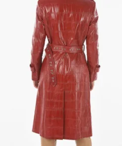 Women Soft Leather Double Breasted Trench Coat