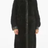 Women Solid Color Reversible Shearling Leather Coat